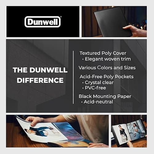 Dunwell Art Portfolio 8.5x11 Folder (Black), Mounting Paper, Portfolio Binder for Artwork, 8.5 x 11 Art Folder, 24 Pockets Display 48 Pages, Acid-Free Poly Presentation Book thumbnail 8