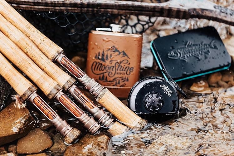 Moonshine Rod Co. Fly Fishing Rod with Carrying Case and Extra Rod Tip Section, Slow-Medium-Fast Action thumbnail 2