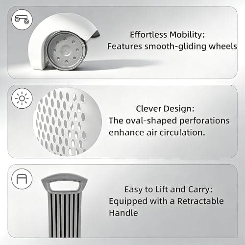 Laundry Basket with Wheels, Lid, and Handles for Easy Rolling, Dirty Clothes Organizer, White, 1 Pack thumbnail 6