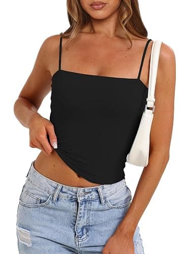 Darong Women's Tank Tops with Built-in Bra Spaghetti Straps Crop Tank Top Summer Y2K Going Out Sleeveless Cami Shirt thumbnail 5