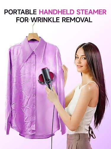 DRFLASH 2-in-1 Steamer & Iron for Clothes,15s Fast Heat-up 1200W Portable Handheld Garment Steamer,Travel Size with Large Ceramic Heat Panel,Quick Wrinkle Removal,110V-120V thumbnail 2