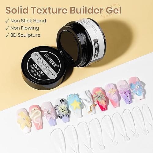 SUPWEE Solid Builder Gel for Nails - 3D Nail Art Gel Clear Non-Stick Hand for Carving Molding Patterns Decoration Extend for Manicure DIY at Home 14g(0.49fl oz) thumbnail 2