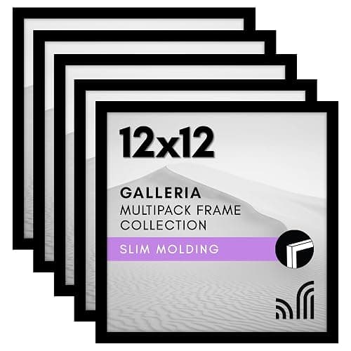 Americanflat 12x12 Picture Frame with Polished Plexiglass - Set of 5 - Galleria Collection - Square Frames for Wall Display - Black - Image 1