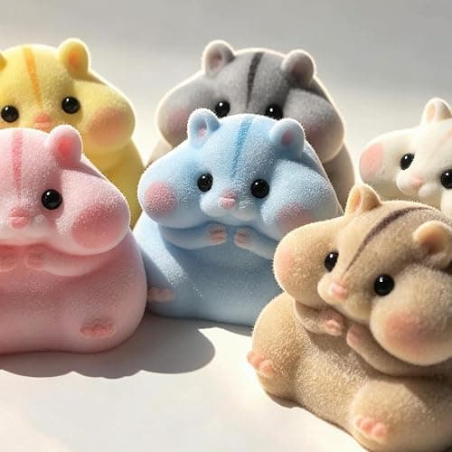 6-Pack Handmade Taba Squishy Hamster Toy, Cute Squishy Hamster Fidget Toy, Realistic Hamster Toy, Soft Silicone Mochi Furry Toy, Stress Relief Gift for Adults & Kids, Sensory Anxiety Plushie(6 colors) thumbnail 8