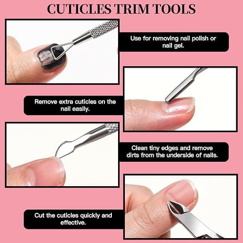 FANDAMEI Manicure Kit, Nail Files 100/180, Cuticle Nippers, Nail Buffer Block, Cuticle Pusher, Cuticle Peeler, Ingrown Toenail Tool, Toenail File, Nail Care Kit, Nail Tools for Manicure, White thumbnail 4