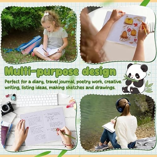 NUOBESTY Plush Notebook, Faux Fur Notebook for Kids, Panda Pattern Diary Journal Hardcover Notebook Writing Pad School Stationery White thumbnail 8