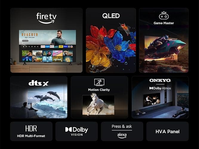 TCL 65T6C Fire TV 65 Pouces QLED 4K UHD Smart TV, HDR (Multi-Format), Dolby Atmos, Motion Clarity thumbnail 4