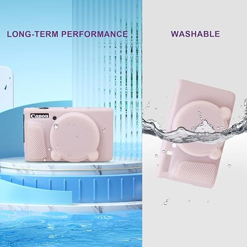 BOVKE Silicone Camera Case for Canon PowerShot SX740/ SX730 Digital Camera, SX740 Camera Soft Case Cover Rubber Camera Sleeve with Removable Lens Cover, Jelly Pink thumbnail 6
