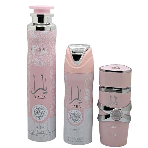 Lattafa Yara For Women 3 Piece Gift Set (3.4 Fl Oz EDP + 6.67 Fl Oz Deo + 10.14 Fl Oz Air Freshener) thumbnail 3