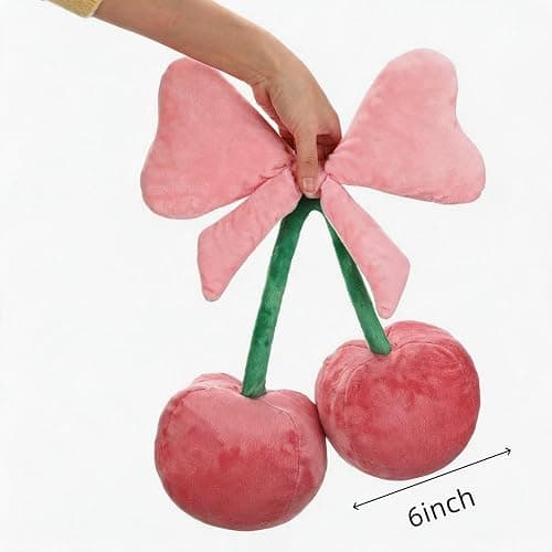 Novohive Room Decor Home Decor Throw Pillows Bow Cherry Plush Pillows Cute Pillows Decorative Pillows Couch Pillows,6" thumbnail 2