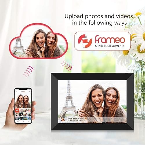 32GB FRAMEO 10.1 Inch Smart WiFi Digital Photo Frame 1280x800 IPS LCD Touch Screen, Auto-Rotate Portrait and Landscape, Built in 32GB Memory, Share Moments Instantly via Frameo App from Anywhere thumbnail 2