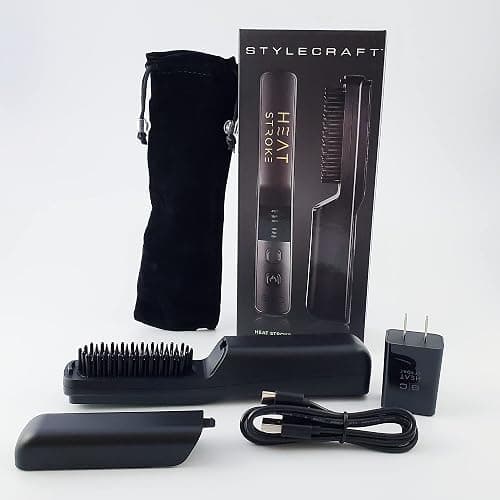 StyleCraft Heat Stroke Beard & Styling Hot Brush, Cool Touch Tips Anti-Scold, Hair Straightener, Black thumbnail 7