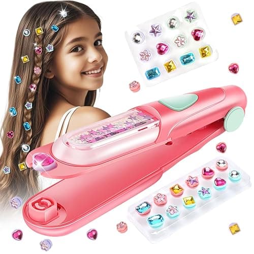 Hair Gem Stamper Kit, Birthday Gifts Toys for Girls Ages 3 4 5 6 8-12 | Bling Hair Jewels for Girls Toys, Hair Styling Tool with Reusable Shining Diamonds, - Image 1