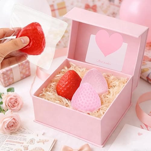 3pcs Strawberry Taba Squishy with Card,Ultra-Soft Stress Relief Squishy Fidget Toys Adults,Small Cute Sensory Squeeze Toys,Fun Kids Enjoy Decompression Toy,Soft and Relaxing Squeezing Toy thumbnail 2