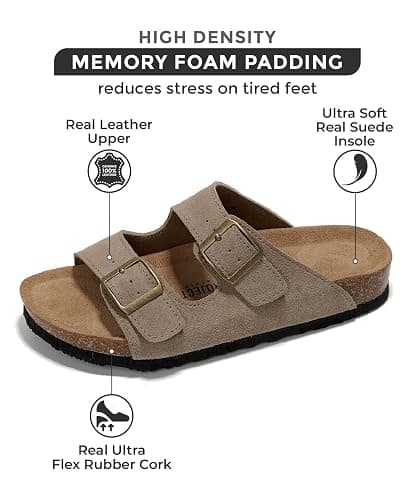 Project Cloud Genuine Leather Flat Sandals Women 2025 Beach Essentials Womens Sandals Memory Foam Vacation Essentials Slides for Women Footwear (Venita) thumbnail 3
