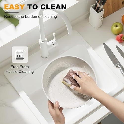 Pots and Pans Set Non Stick 20PCS, Ceramic Cookware Set Detachable Handle Non Toxic Stackable Kithchen Set, Dishwasher Oven Safe Induction Compatiable Frying Pans Pots Skillets, White thumbnail 5