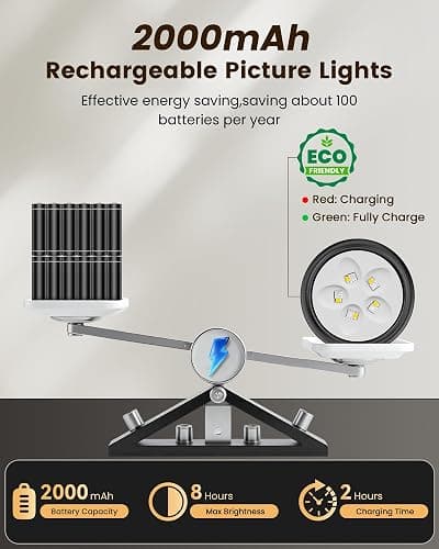 Picture Lights for Wall,2000mAh Rechargeable Magnetic LED Puck Lights with Remote,3 Color Temps and 12 RGB,Dimming & Timer,Wireless Art Frame Light for Painting Display, Photos, Wall Decor(3 Pack) thumbnail 2