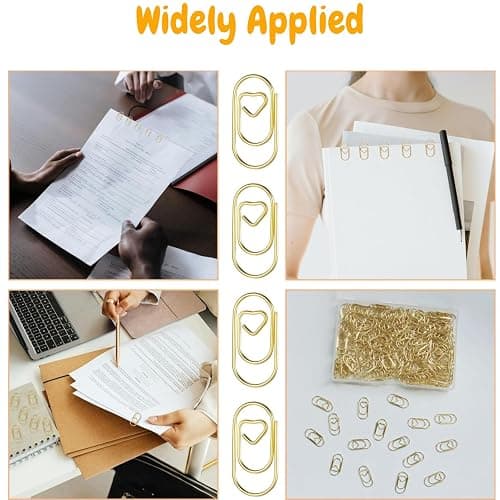 200Pcs Small Gold Heart Paper Clips, Love Heart Shaped Paper Clips Cute Metal Heart Shaped Paperclips for Office School Wedding Decorations Desk Organizer Supplies thumbnail 6