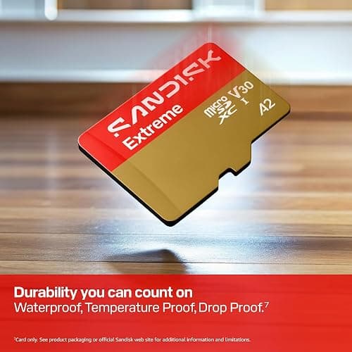 SANDISK 128GB Extreme microSD UHS-I Card - Up to 245MB/s Read Speed and 120MB/s Write Speed, 5.3K Video, 4K UHD Video, high-Performance for Action cams, Drones, Android Devices - SDSQXH9-128G-GZ6MA | 245MB/s read speed with V30 rating and A2 performance for action cams, drones and gaming consoles thumbnail 6