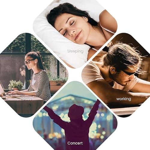 JUSTRVN Earplugs for Sleeping,Noise Reduction Soft Silicone Ear plugs with 7 Pairs Ear tips&One Connection Cord,Hearing Protection Reusable Earplugs for Sleeping,Concert,Work&Sound Reduction 25dB-30db thumbnail 7