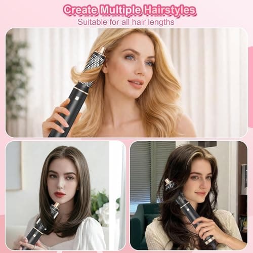 Dryhsip Warmluftbürste, 5 in 1 Hairstyler, Föhnbürste mit haartrockner für Frauen, Airstyler mit Föhn, Glätten,Lockenstab Automatisch, Haarglätter, Rundbürstenföhn, Eurostecker Styler (Classic Black) thumbnail 4