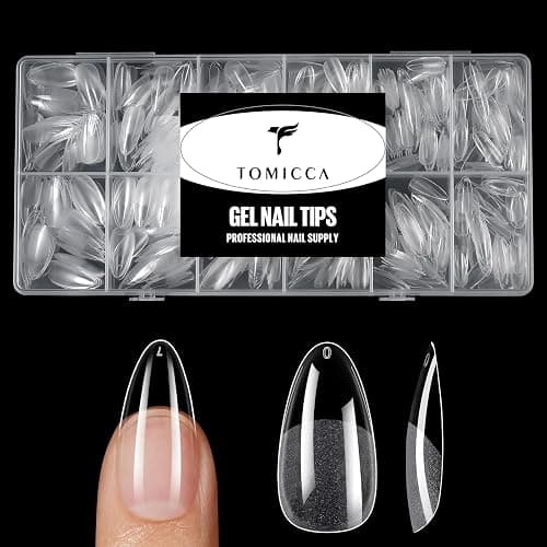 TOMICCA Almond Gel Nail Tips, Half Matte Pre Shaped No Filing Medium Almond Nail Tips, 240 Pcs Gel Tips 12 Sizes, Clear Acrylic Tips for Nail Art, Nail Extension at Home, For Beginners thumbnail 8