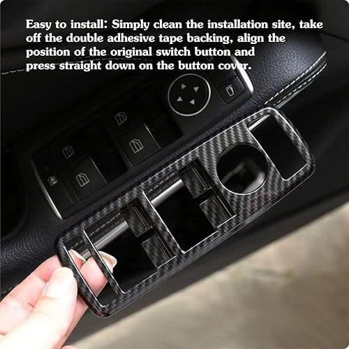 Car Door Window Control Switch Button Frame Trim Covers Compatible with Mercedes Benz CLA CLS GLA GLE GLK GLS ML GL A B C E Class W204 X204 - Carbon Fiber Pattern (5pcs) thumbnail 5