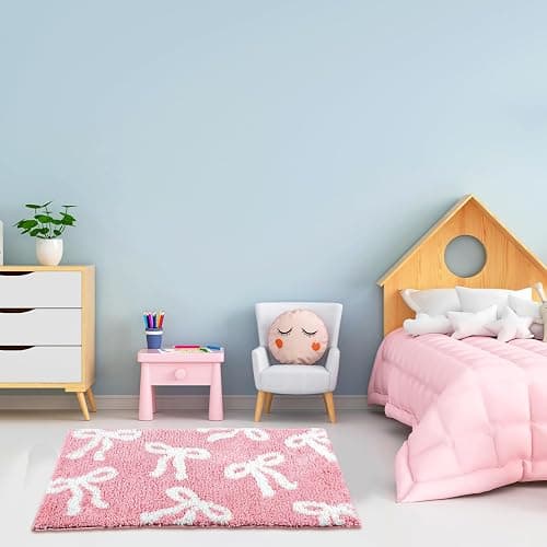 Tinideya Pink Bow Bathroom Rug 20x32 Inch Coquette Bath Mat Non Slip Absorbent Microfiber Floor Mat Machine Washable Cute Bow Rug for College Dorm Vanity Bedroom Bathroom Decor thumbnail 6