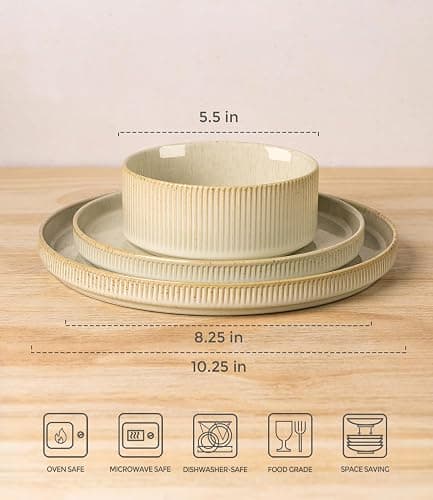 TheTerra Ceramic Dinnerware Sets for 4, 12 Pieces Porcelain Lightweight Speckled Plates and Bowls Sets, Scratch Resistant Dish Set, Oven & Microwave & Dishwasher Safe thumbnail 2