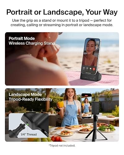 Belkin Stage Powergrip, Magnetic Wireless Charging Camera Grip 9300mAh, Power Bank w/Retractable USB C Cable, Bluetooth, Tripod Attachment, LCD Screen, Portable Charger for iPhone, Google Pixel, etc. thumbnail 6