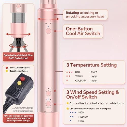 HydraStyl 5 in 1 Hot Air Styler, Hair Dryer Brush with Auto Wrap Curler, 110,000 RPM High-Speed Blow Dryer Styler, Frizz-Free Styling for All Hair Types-Straight, Wavy & Curly, No Heat Damage, 1200W thumbnail 7