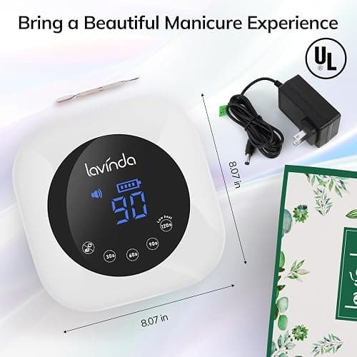 Lavinda UV LED Nail Lamp, Cordless Nail Lamp 54W Rechargeable Nail Dryer Gel Polish Light with Large LCD Display, Professional Gel Curing Lamp with 4 Timer Setting Auto Sensor for Salon and Home - White thumbnail 8