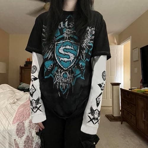 Grunge Clothes for Women Y2K Tops Long Sleeve Fairy Grunge Aesthetic Shirts Teen Girls Vintage Graphic Tees Fall thumbnail 2