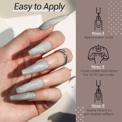 modelones Fall Gel Nail Polish Set, Chocolate Brown Coffee Nude Glitter | Autumn Gel Polish Kit, Soak Off Nail Art Gifts for Women DIY Manicure at Home Salon, Long-Lasting, Easy & Smooth to Apply thumbnail 6
