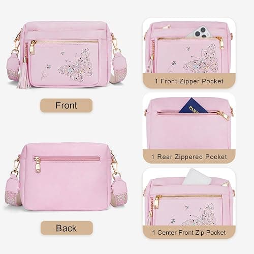 KITEVIUN Crossbody Bag for Women Trendy Leather Crossbody Purse Butterfly Design Shoulder Handbags with Adjustable Strap thumbnail 5
