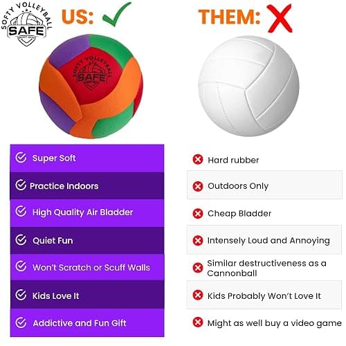 Softy Volleyball - Super Soft Designed for Pain-Free Play - Awesome Kids Indoor Ball with a Realistic Feel and Bounce - Perfect Ball for House (Softy Volleyball) thumbnail 6