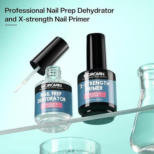 Morovan Nail Prep Dehydrate and Primer X-strength, No Burn Non Acid Nail Primer and Dehydrator for Acrylic Powder Fast Dry 0.5oz thumbnail 2