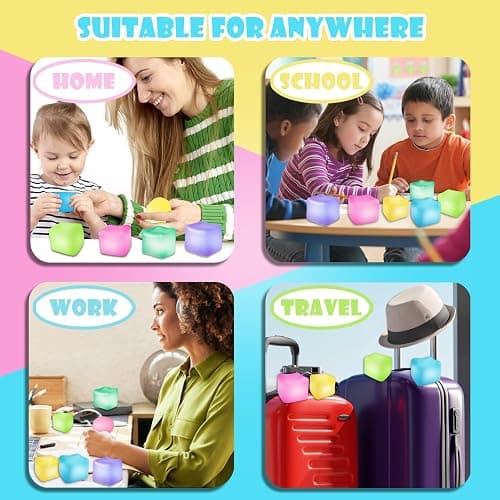 2Pcs Stress Cube Glow in The Dark Toys,Stress Balls for Adults Kids,Squishy Fidget Toys with Super Solid Squishy,Sensory Toy,Ice Cube Toy,High Density Squeeze Balls(Blue + Purple) thumbnail 5