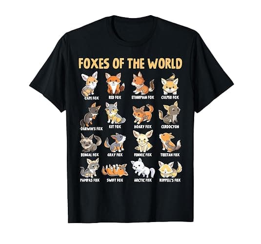 Kawaii Foxes of The World Funny Educational Animal Fox Lover T-Shirt - Image 1