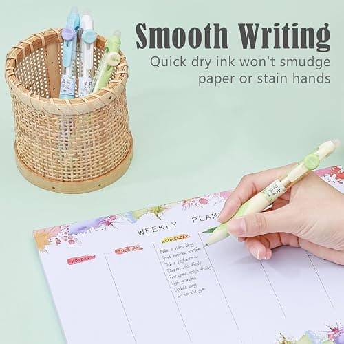 BAYTORY 4Pcs Aesthetics Erasable Pens, 0.5mm Fine Point Erasable Gel Pen with Comfortable Grip, Retractable Pens with Erasers, Smooth Writing for Crossword Puzzles Note Taking (Black Ink) thumbnail 5