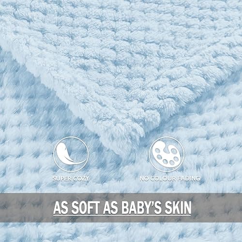 Exclusivo Mezcla Fleece Throw Blanket Extra Large, Super Soft and Warm Blankets for Couch, Sofa and Bed Waffle Textured, Cozy, Fuzzy and Lightweight (Light Blue, 50x70 Inches) thumbnail 6