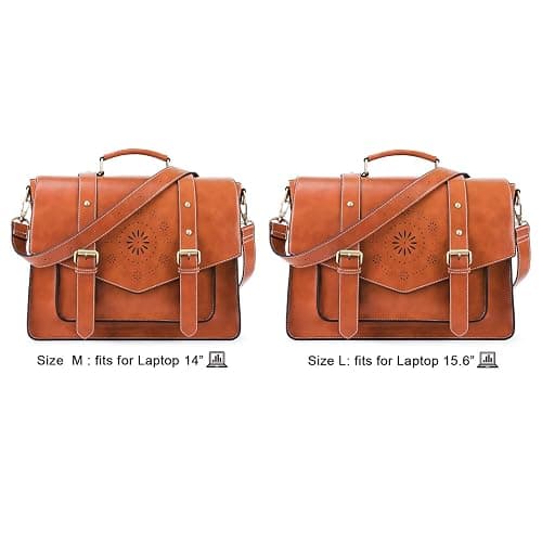 ECOSUSI Backpack for Women Briefcase Messenger Laptop Bag Vegan Leather Satchel Work Bags Fits 15.6 inch Laptops, Brown thumbnail 5