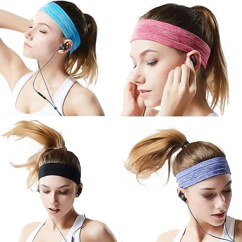 QiShang 6Pack Sweat Bands Headbands for Women Workout, Women's Fashion Non Slip Headband, Moisture Wicking Sweatband for Sports Running Athletic Yoga thumbnail 5
