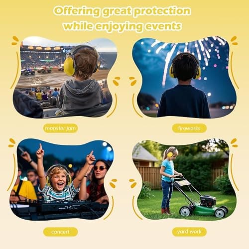 ProCase Noise Cancelling Headphones for Kids Toddler, SNR 27dB Noise Reduction Ear Muffs, Hearing Protection for Monster Jam, Concerts, Fireworks, Shooting, Air Show, Autism Sensory Needs -Yellow thumbnail 6