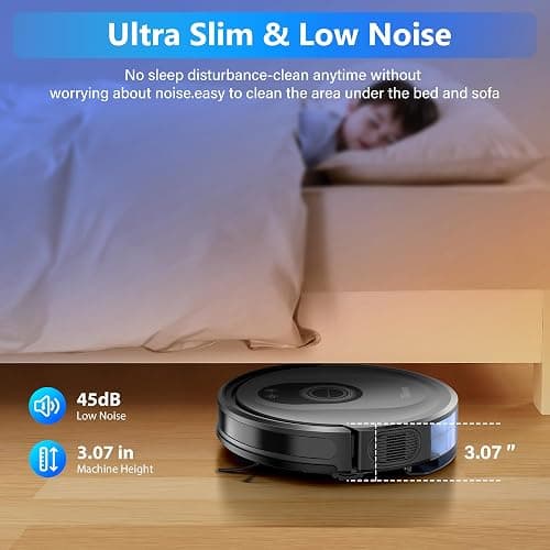 Tikom Robot Vacuum and Mop Combo, 5000Pa Robotic Vacuum Cleaner, 150 Min Max, App & Remote Control, Ideal for Hard Floor, Carpet, Pet Hair, Self-Charge(G8000 Max) thumbnail 6