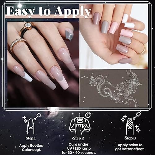 Beetles Nude Gray Gel Nail Polish Set, 6 Colors Nude Neutral Gel Polish Pink White Beige Grey Gel Polish Brown Taupe Gel Nail Polish Elegant Nail Art Manicure Kit Gifts for Women thumbnail 3