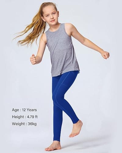 Stelle Girls' Athletic Leggings Kids Dance Running Yoga Pants Workout Active Dance Tights with Pockets thumbnail 6