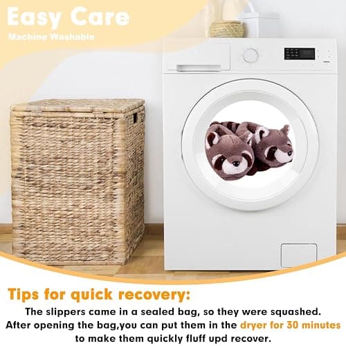 Women's Slippers Cute Wild Animal Fuzzy Plush Funny Slippers Novelty Fox Raccoon Red Panda Sloth Hedgehog Squirrel Koala Cozy Soft Winter Warm House Shoes for Indoor/Outdoor thumbnail 6