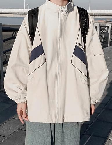 Wyeysyt Women's Y2k Jacket Zip Up Lightweight Windbreaker Jacket Varsity Oversized Sport Jacket Y2k Clothing 90s Jacket thumbnail 3