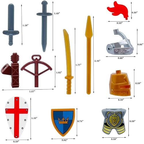 Miutrue Medieval Knight Weapons Pack Accessories Set Building Block Toy Armor Helmet Shield Bow Arrow Designed for Mini Figures Gift for Kids Boys Grils Building Kits Toys thumbnail 2